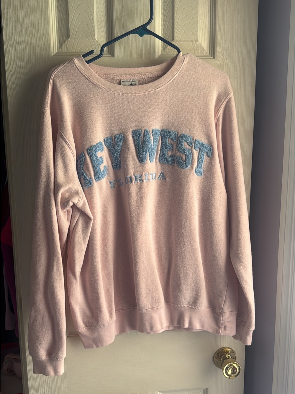 Key West Embroidered Pink Crew Sweatshirt